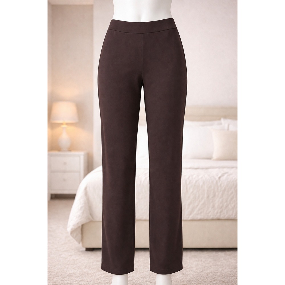 Susan Graver Weekend Brown Knit Pull On Straight Leg Pants Womens XS